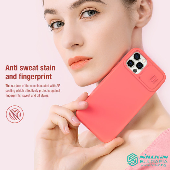 iPhone 12 Pro Max силиконов калъф със защита на камерата прасковено розово iPhone 12 Pro Max силиконов калъф със защита на камерата прасковено розово