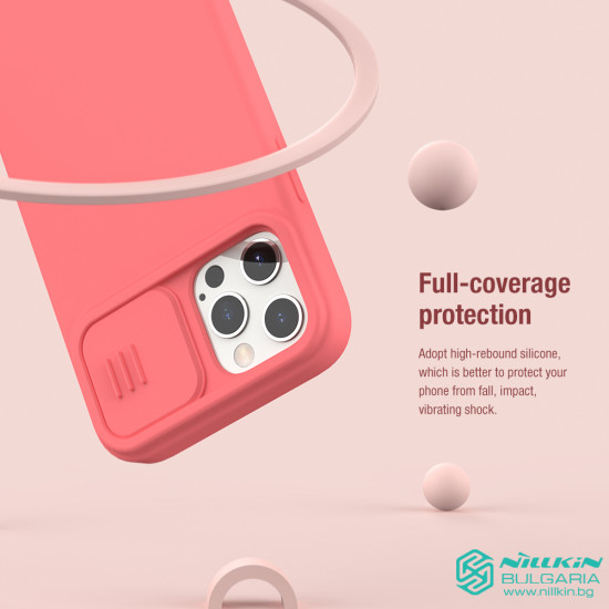 iPhone 12 Pro Max силиконов калъф със защита на камерата прасковено розово iPhone 12 Pro Max силиконов калъф със защита на камерата прасковено розово