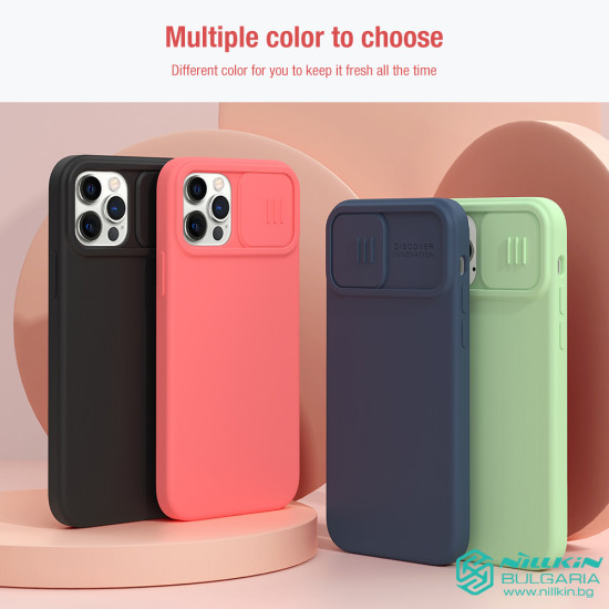 iPhone 12 Pro Max силиконов калъф със защита на камерата прасковено розово iPhone 12 Pro Max силиконов калъф със защита на камерата прасковено розово