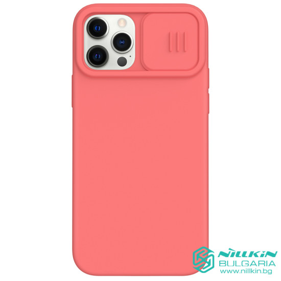 iPhone 12 Pro Max силиконов калъф със защита на камерата прасковено розово