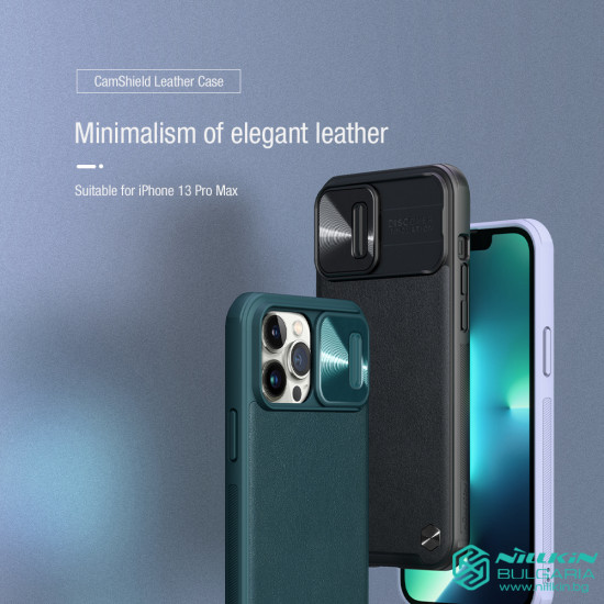 Apple iPhone 13 Pro MAX кожен калъф със защита на камерата зелен Apple iPhone 13 Pro MAX кожен калъф със защита на камерата зелен