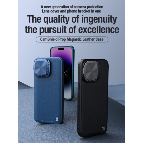 Apple iPhone 15 Pro Max магнитен кожен калъф със защита на камерата черен Apple iPhone 15 Pro Max магнитен кожен калъф със защита на камерата черен