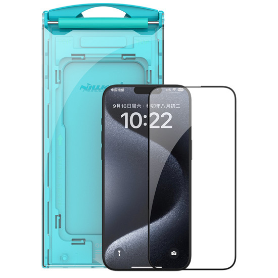 iPhone 15 Pro Max EZ SET Темперирано стъкло Nillkin - 3бр. iPhone 15 Pro Max EZ SET Темперирано стъкло Nillkin - 3бр.