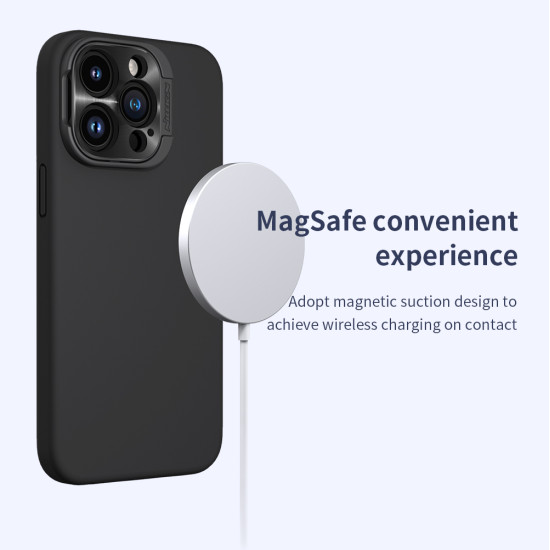 Apple iPhone 15 Pro Max магнитен силиконов калъф LensWing със защита на камерата син Apple iPhone 15 Pro Max магнитен силиконов калъф LensWing със защита на камерата син