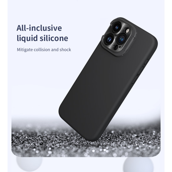 Apple iPhone 15 Pro Max магнитен силиконов калъф LensWing със защита на камерата син Apple iPhone 15 Pro Max магнитен силиконов калъф LensWing със защита на камерата син