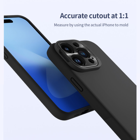 Apple iPhone 15 Pro Max магнитен силиконов калъф LensWing със защита на камерата син Apple iPhone 15 Pro Max магнитен силиконов калъф LensWing със защита на камерата син