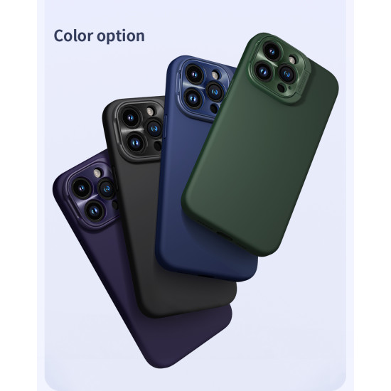 Apple iPhone 15 Pro Max магнитен силиконов калъф LensWing със защита на камерата син Apple iPhone 15 Pro Max магнитен силиконов калъф LensWing със защита на камерата син