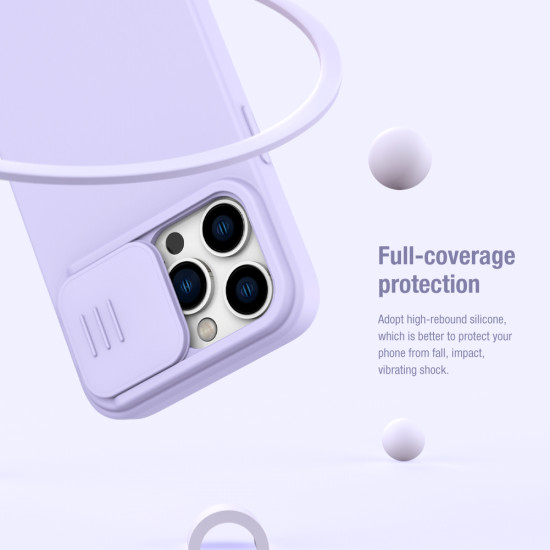 iPhone 14 Pro магнитен силиконов калъф със защита на камерата виолетов iPhone 14 Pro магнитен силиконов калъф със защита на камерата виолетов