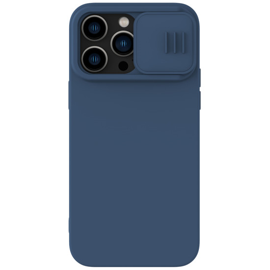 iPhone 14 Pro силиконов калъф със защита на камерата син