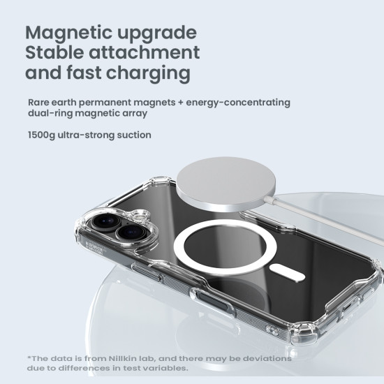 Apple iPhone 16 Plus магнитен Nature TPU Pro силиконов калъф прозрачен + синя рамка Apple iPhone 16 Plus магнитен Nature TPU Pro силиконов калъф прозрачен + синя рамка