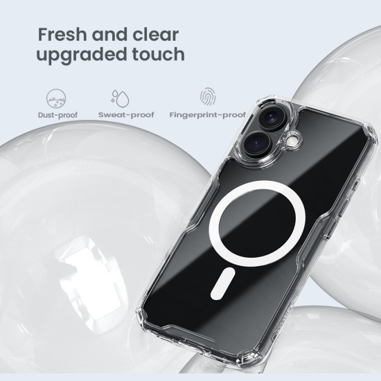 Apple iPhone 16 Plus магнитен Nature TPU Pro силиконов калъф прозрачен + синя рамка Apple iPhone 16 Plus магнитен Nature TPU Pro силиконов калъф прозрачен + синя рамка