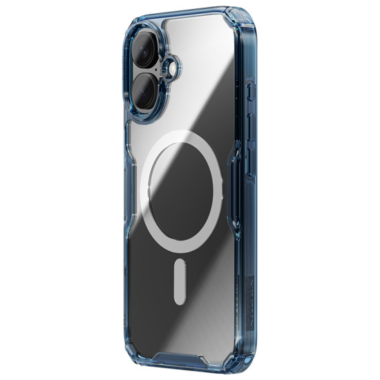 Apple iPhone 16 Plus магнитен Nature TPU Pro силиконов калъф прозрачен + синя рамка Apple iPhone 16 Plus магнитен Nature TPU Pro силиконов калъф прозрачен + синя рамка