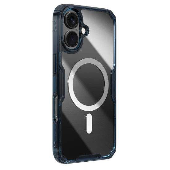 Apple iPhone 16 Plus магнитен Nature TPU Pro силиконов калъф прозрачен + синя рамка Apple iPhone 16 Plus магнитен Nature TPU Pro силиконов калъф прозрачен + синя рамка