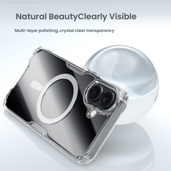 Apple iPhone 16 Plus магнитен Nature TPU Pro силиконов калъф прозрачен + синя рамка Apple iPhone 16 Plus магнитен Nature TPU Pro силиконов калъф прозрачен + синя рамка