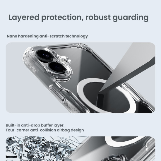 Apple iPhone 16 Plus магнитен Nature TPU Pro силиконов калъф прозрачен + синя рамка Apple iPhone 16 Plus магнитен Nature TPU Pro силиконов калъф прозрачен + синя рамка