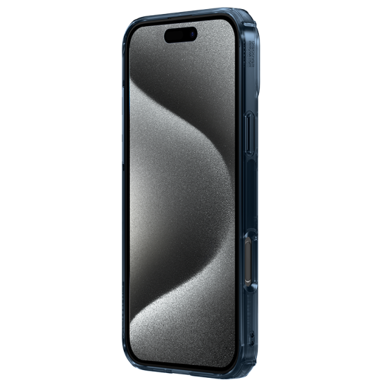 Apple iPhone 16 Pro Max магнитен Nature TPU Pro силиконов калъф прозрачен + синя рамка Apple iPhone 16 Pro Max магнитен Nature TPU Pro силиконов калъф прозрачен + синя рамка