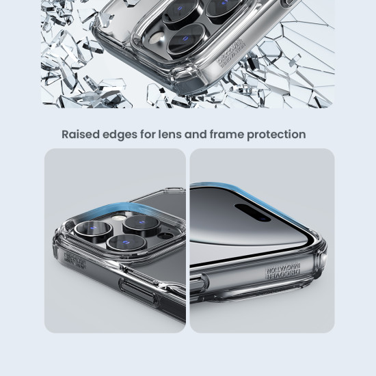 Apple iPhone 16 Pro Max магнитен Nature TPU Pro силиконов калъф прозрачен + синя рамка Apple iPhone 16 Pro Max магнитен Nature TPU Pro силиконов калъф прозрачен + синя рамка