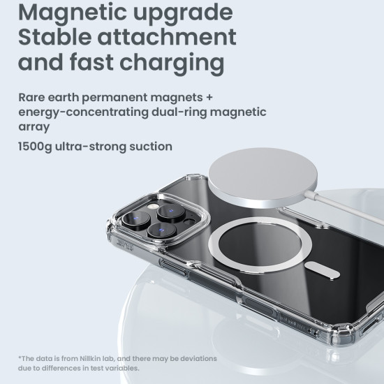 Apple iPhone 16 Pro Max магнитен Nature TPU Pro силиконов калъф прозрачен + синя рамка Apple iPhone 16 Pro Max магнитен Nature TPU Pro силиконов калъф прозрачен + синя рамка