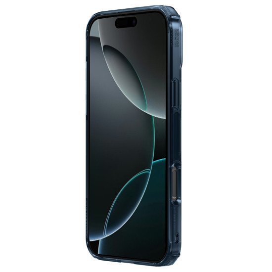 Apple iPhone 16 Pro магнитен Nature TPU Pro силиконов калъф прозрачен + синя рамка Apple iPhone 16 Pro магнитен Nature TPU Pro силиконов калъф прозрачен + синя рамка