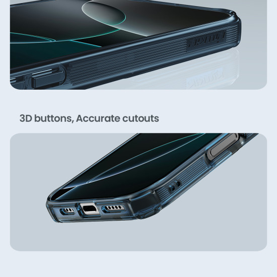 Apple iPhone 16 Pro магнитен Nature TPU Pro силиконов калъф прозрачен + синя рамка Apple iPhone 16 Pro магнитен Nature TPU Pro силиконов калъф прозрачен + синя рамка