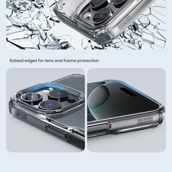 Apple iPhone 16 Pro магнитен Nature TPU Pro силиконов калъф прозрачен + синя рамка Apple iPhone 16 Pro магнитен Nature TPU Pro силиконов калъф прозрачен + синя рамка