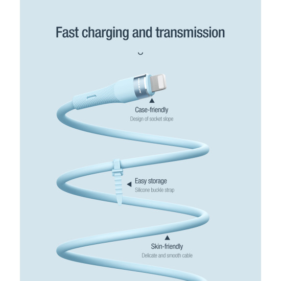 Nillkin Flowspeed Type - C към Lightning кабел от течен силикон , 27W черен Nillkin Flowspeed Type - C към Lightning кабел от течен силикон , 27W черен