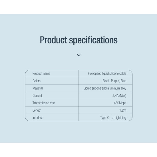 Nillkin Flowspeed Type - C към Lightning кабел от течен силикон , 27W черен Nillkin Flowspeed Type - C към Lightning кабел от течен силикон , 27W черен