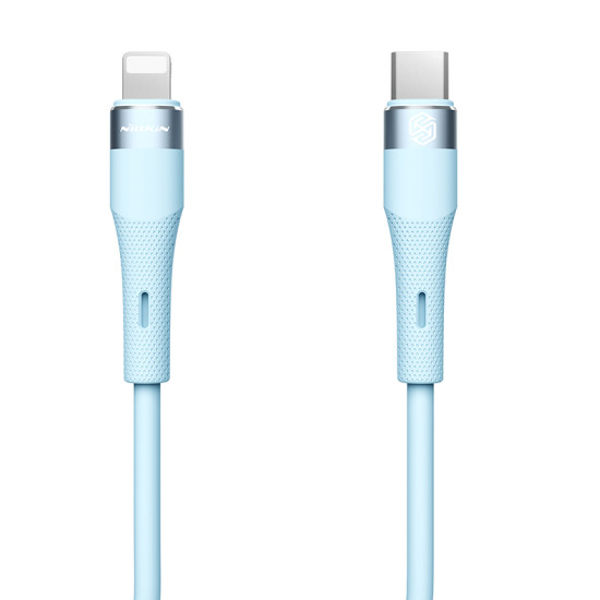 Nillkin Flowspeed Type - C към Lightning кабел от течен силикон , 27W син Nillkin Flowspeed Type - C към Lightning кабел от течен силикон , 27W син