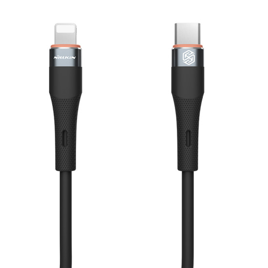 Nillkin Flowspeed Type - C към Lightning кабел от течен силикон , 27W черен Nillkin Flowspeed Type - C към Lightning кабел от течен силикон , 27W черен