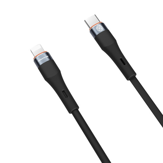 Nillkin Flowspeed Type - C към Lightning кабел от течен силикон , 27W черен Nillkin Flowspeed Type - C към Lightning кабел от течен силикон , 27W черен