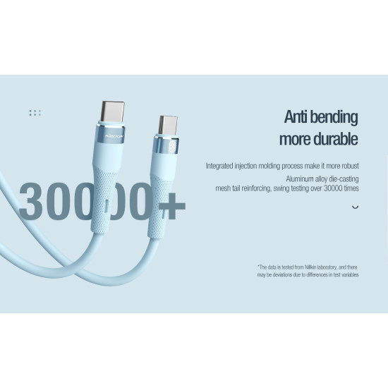 Nillkin Flowspeed Type - C към Type - C кабел от течен силикон , 60W лилав Nillkin Flowspeed Type - C към Type - C кабел от течен силикон , 60W лилав