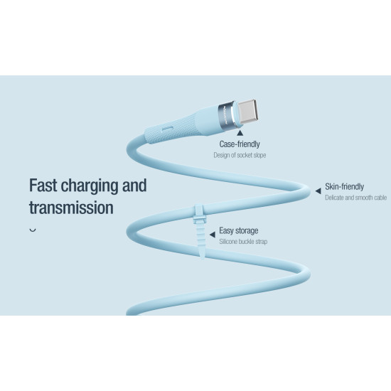 Nillkin Flowspeed Type - C към Type - C кабел от течен силикон , 60W лилав Nillkin Flowspeed Type - C към Type - C кабел от течен силикон , 60W лилав
