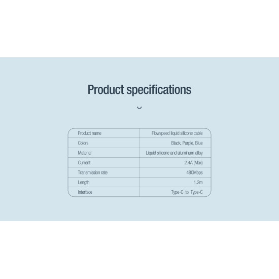 Nillkin Flowspeed Type - C към Type - C кабел от течен силикон , 60W лилав Nillkin Flowspeed Type - C към Type - C кабел от течен силикон , 60W лилав