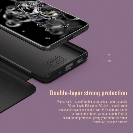 Samsung Galaxy S20 Ultra кожен флип калъф Ming бежов Samsung Galaxy S20 Ultra кожен флип калъф Ming бежов