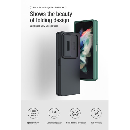 Samsung Galaxy Z Fold 4 5G силиконов калъф със защита на камерата зелен Samsung Galaxy Z Fold 4 5G силиконов калъф със защита на камерата зелен