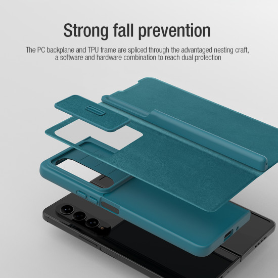 Samsung Galaxy Z Fold 4 5G Кожен калъф Qin черен Samsung Galaxy Z Fold 4 5G Кожен калъф Qin черен