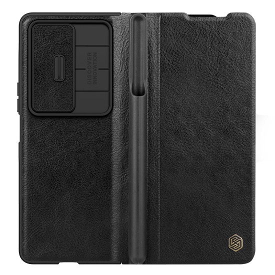 Samsung Galaxy Z Fold 4 5G Кожен калъф Qin черен