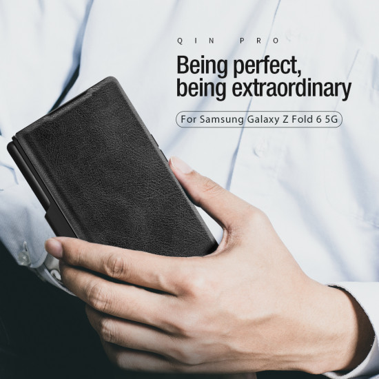 Samsung Z Fold 6 5G Qin Pro leather case Black Samsung Z Fold 6 5G Qin Pro leather case Black