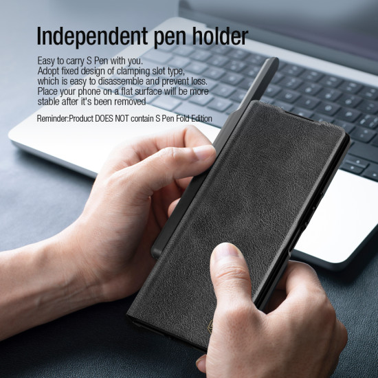 Samsung Z Fold 6 5G Qin Pro leather case Black Samsung Z Fold 6 5G Qin Pro leather case Black