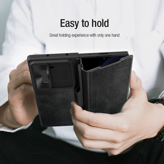Samsung Z Fold 6 5G Qin Pro leather case Black Samsung Z Fold 6 5G Qin Pro leather case Black
