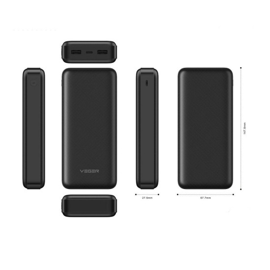 Външна батерия VEGER 20000 mAh 2A A20 Външна батерия VEGER 20000 mAh 2A A20