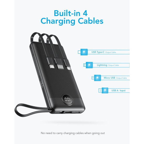 Външна батерия VEGER 10000 mAh с вградени кабели Micro USB / Type C / Lightning C10 (W1116) Външна батерия VEGER 10000 mAh с вградени кабели Micro USB / Type C / Lightning C10 (W1116)