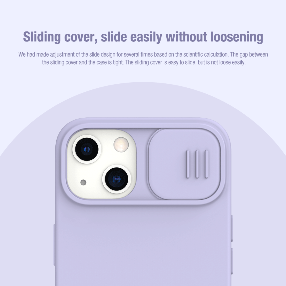 iPhone 13 силиконов магнитен калъф със защита на камерата лилав